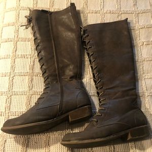 Brown Leather Knee High Boots